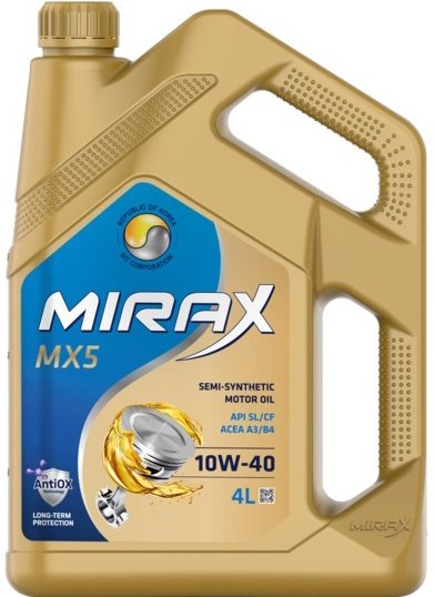 

Моторное масло Mirax MX5 10W-40 SL/CF A3/B4 4л