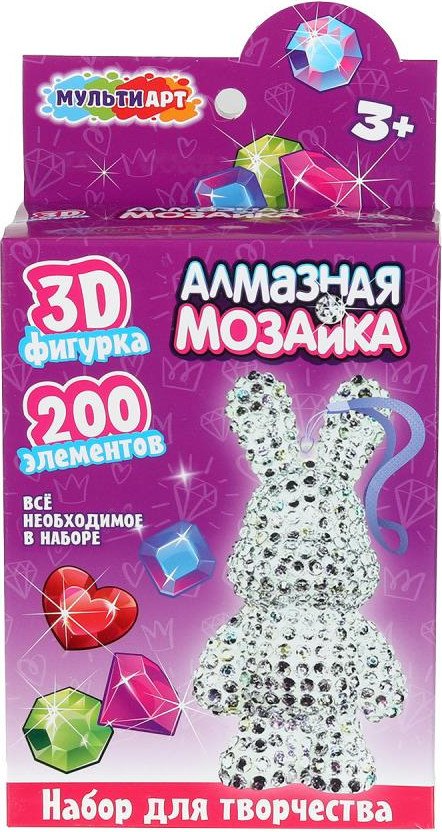 

Алмазная мозаика MultiArt Фигурка-брелок Зайчик DIAFIGBUNNY-130708