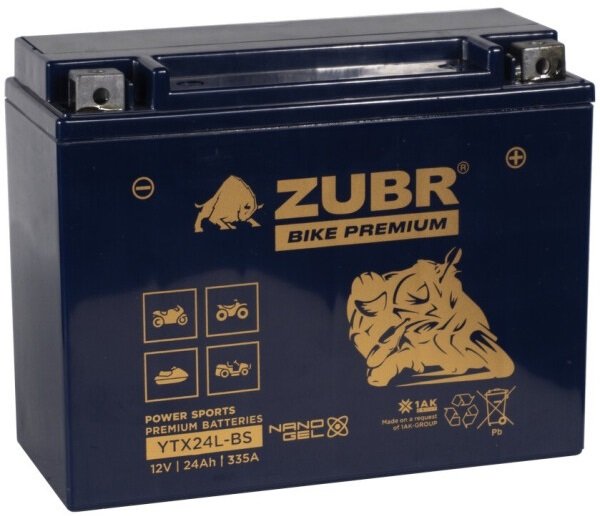 

Мотоциклетный аккумулятор Zubr Premium YTX24L-BS R+ (24 А·ч)