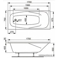 Ванна VagnerPlast Aronia 170х75 (с каркасом и 2 экранами)