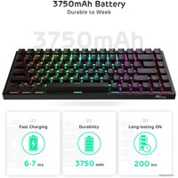 Клавиатура Royal Kludge RK84 RGB (черный, RK Red)