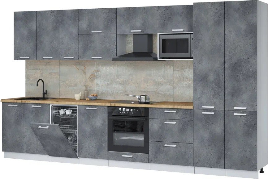 

Готовая кухня Интерлиния Мила Лайт 3.7-ПМ4 (бетон портленд/бетон портленд/дуб бунратти)