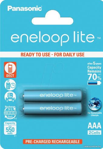 Аккумулятор Panasonic Eneloop Lite AAA 550mAh 2 шт. [BK-4LCCE/2BE]