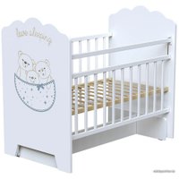 Классическая детская кроватка VDK Love Sleeping колесо-качалка с маятником (белый)
