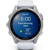 Умные часы Garmin Fenix 8 43мм (серебристый, белый ремешок)