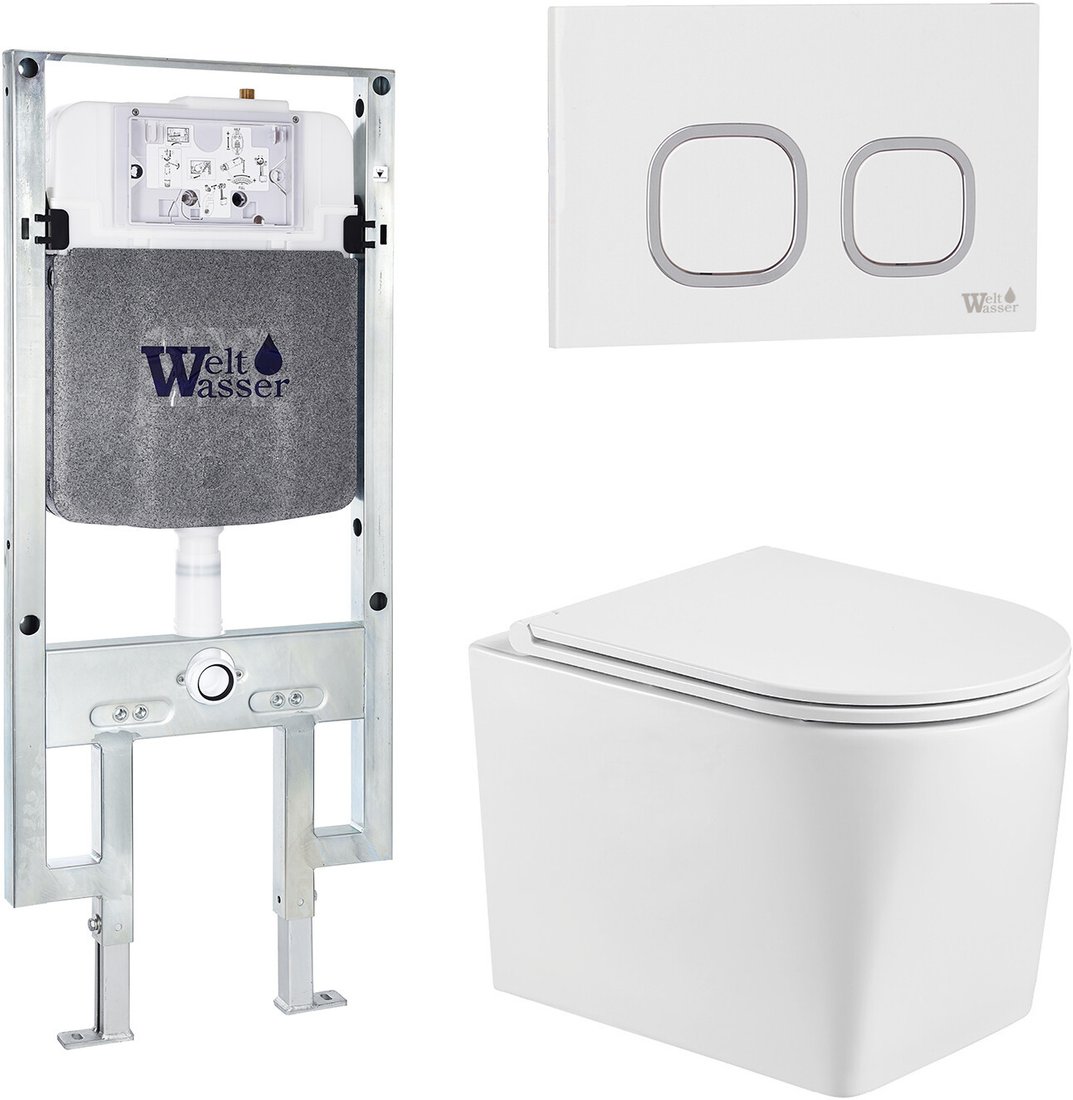 Унитаз подвесной WeltWasser Amberg 497 ST + Nesenbach 004 GL-WT + Amberg RD-WT