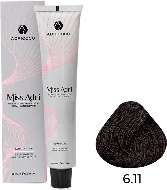 

Крем-краска Adricoco Miss Adri 6.11 (100мл, темный блонд интенсивный пепельный)