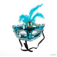 Карнавальная маска Boomzee PBZ-26 (голубая с перьями)