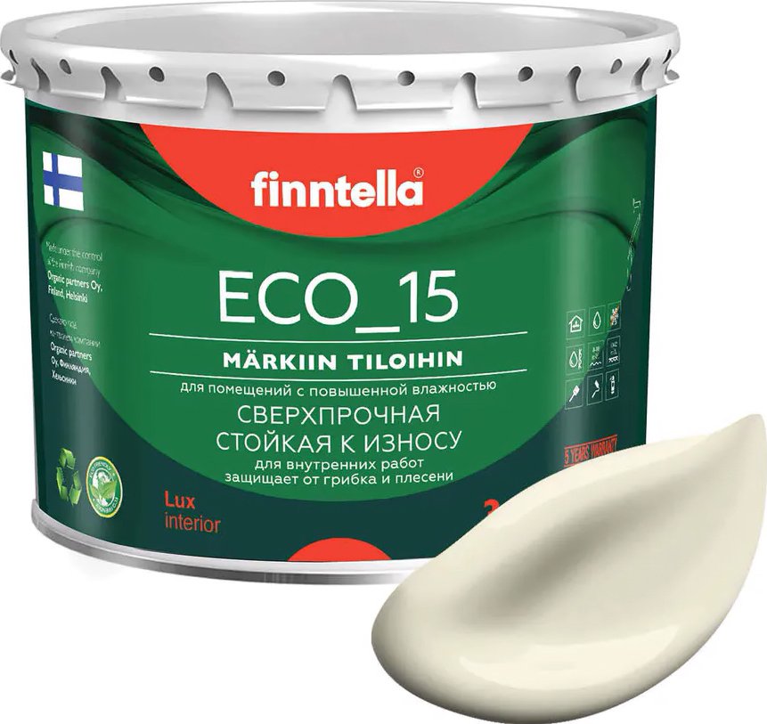 

Краска Finntella Eco 15 Kermainen F-10-1-3-FL121 2.7 л (желто-белый)