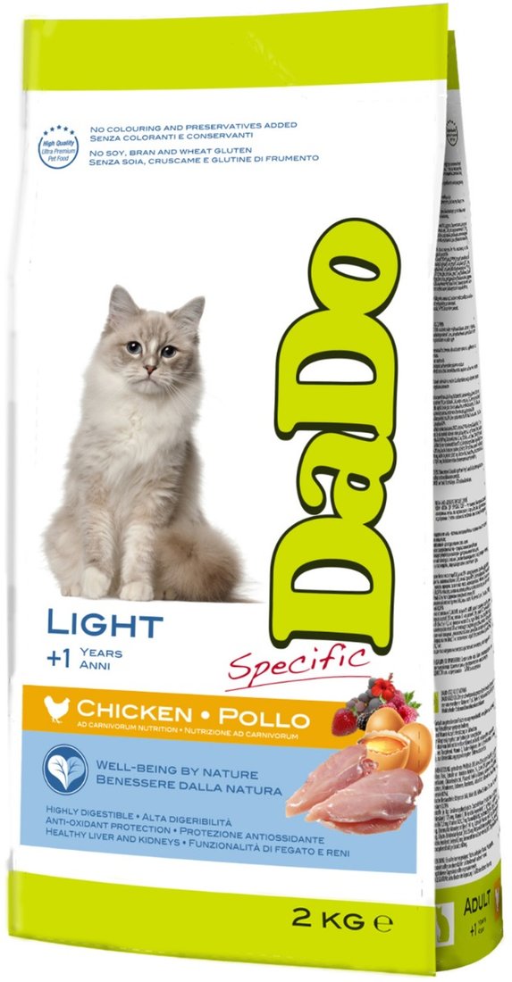 

Сухой корм для кошек Dado Light с избыточным весом c курицей 2 кг