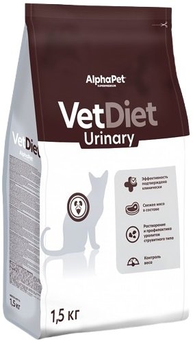 

Сухой корм для кошек AlphaPet VetDiet Urinary для взрослых кошек 1.5 кг