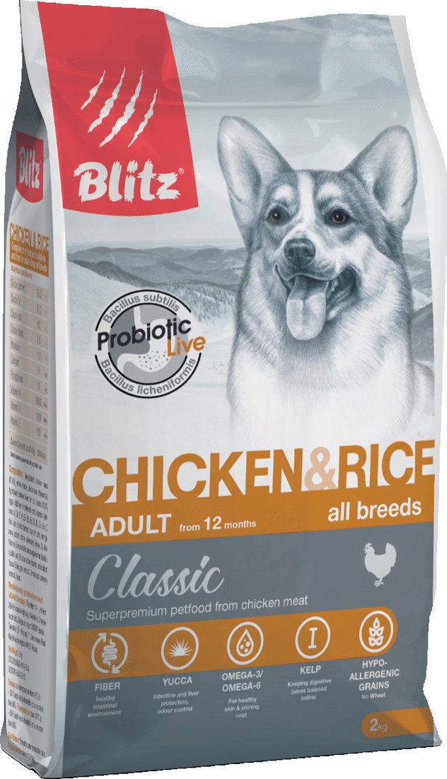 

Сухой корм для собак Blitz Pets Classic Adult Chicken & Rice 4152 (2 кг)