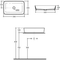 Умывальник Керамин Плаза 55 ФС (белый фаянс)