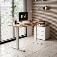 Стол WellDesk Basic 1300x675х18 с электроприводом (белый/дуб канзас коричневый)