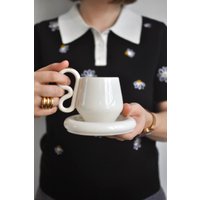 Чашка Ceramicmay с блюдцем 250 мл (белый с золотом)