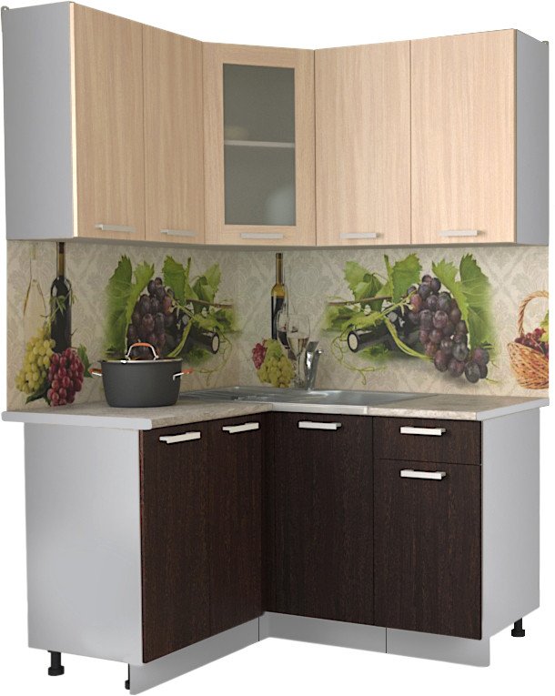 

Готовая кухня Интерлиния Мила 12x14 (дуб молочный/дуб венге)