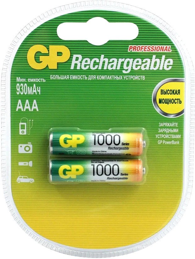 

Аккумулятор GP AAA 1000mAh 2 шт.