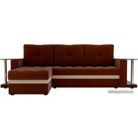 Угловой диван Craftmebel Атланта М угловой 2 стола (боннель, левый, коричневая рогожка)