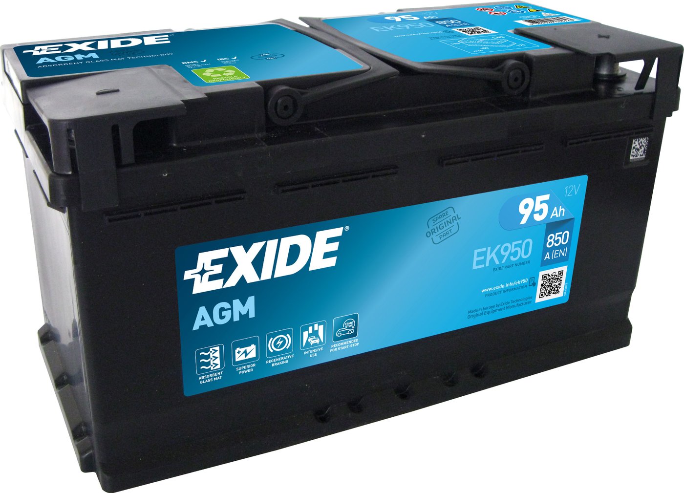 

Автомобильный аккумулятор Exide Start-Stop AGM EK950 (95 А/ч)
