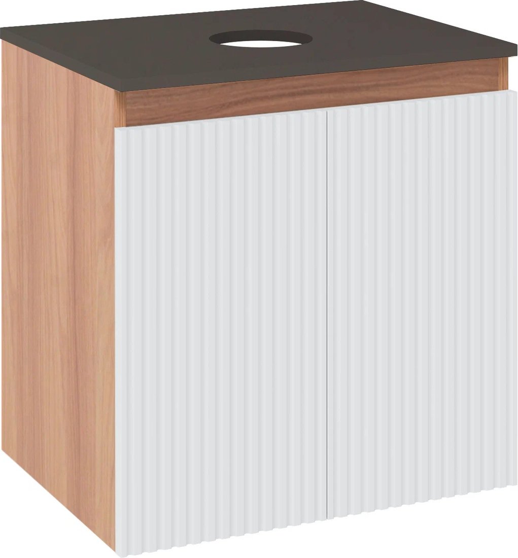 

Runo Тумба под умывальник Соренто 60 вертикаль (подвесная, крафтовый дуб/белый/графит)