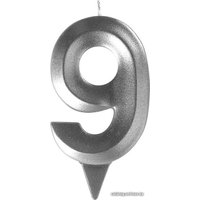 Свеча для торта Мультидом Грань Цифра 9 МС5-29 (хром)