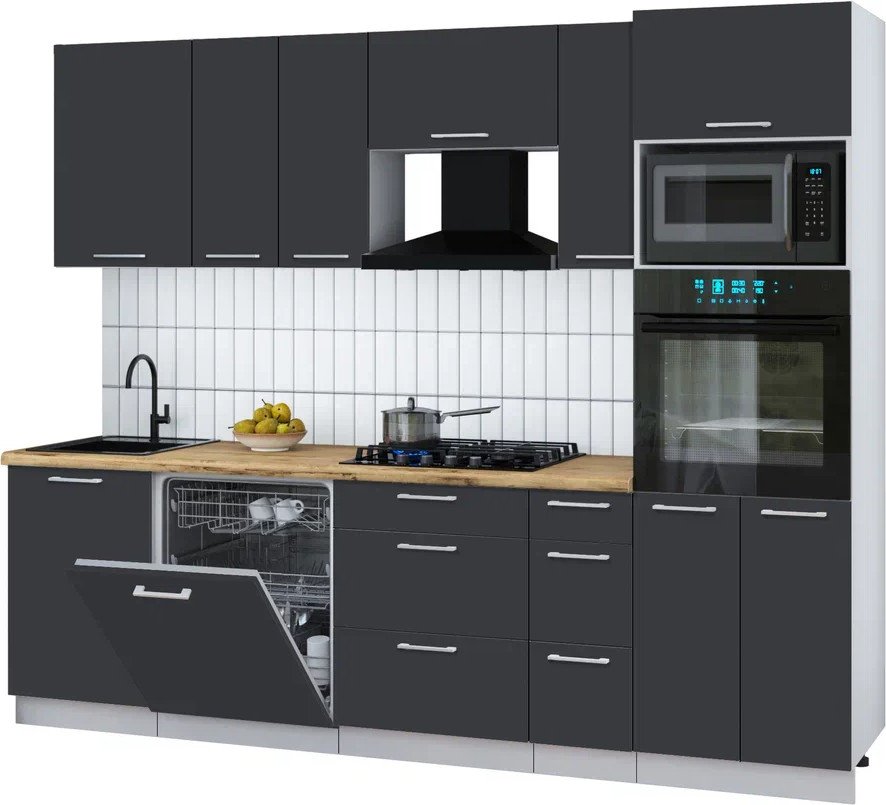 

Готовая кухня Интерлиния Мила Gloss 2.6-ПМ1 (пепел/пепел/дуб бунратти)