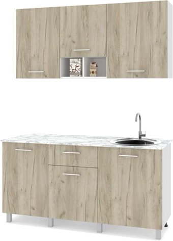 Готовая кухня Modern Ника Н16 (белый/серый дуб)