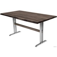 Кухонный стол Buro7 Двутавр 150 (с обзолом, дуб мореный/серебро)