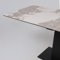 Кухонный стол Lepremo AV 2119 МДФ+керамика раздвижной 1200-1800x800 (белый глянцевый Pandora/черный)