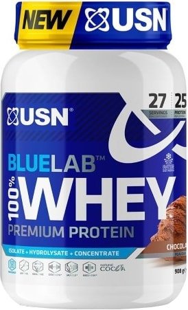 Протеин сывороточный (изолят) USN BlueLab 100% Whey (908г, шоколадно-ореховая паста)
