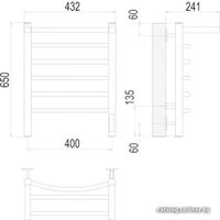 Полотенцесушитель TERMINUS Классик П6 400x650 с полкой нп электро (хром)