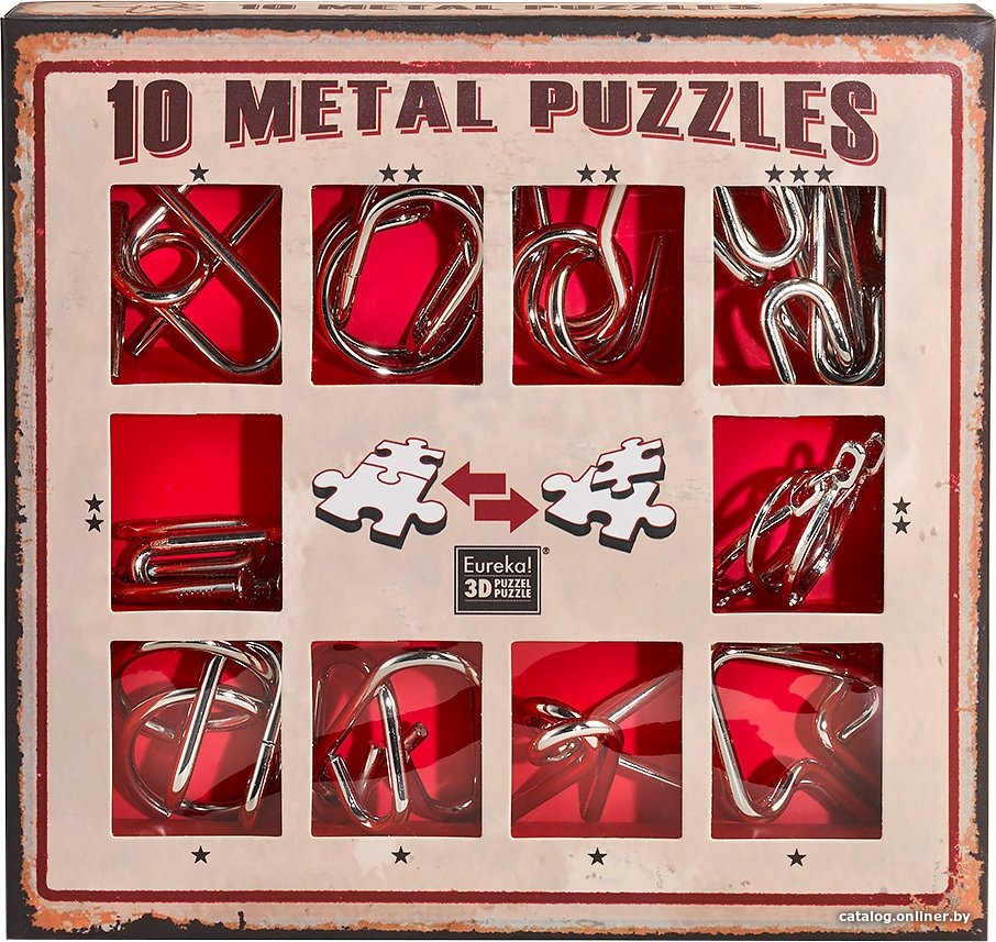 Головоломка Eureka Wire Puzzle Sets 10 Metal Puzzles 473358 (красный)