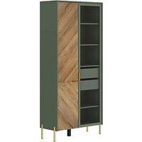 Шкаф-витрина Black Red White Siena с подсветкой REG1W1D (дымчатый зеленый/дуб вотан)