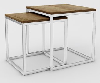 Журнальный столик Hype Mebel Дуэт 40x50-100 (белый/дуб галифакс олово)