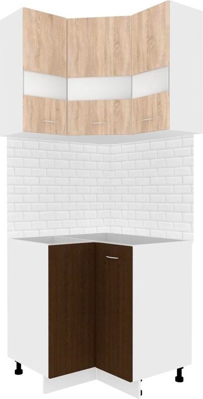 

Готовая кухня Кортекс-мебель Корнелия Экстра угловой без столешницы (дуб сонома/венге)