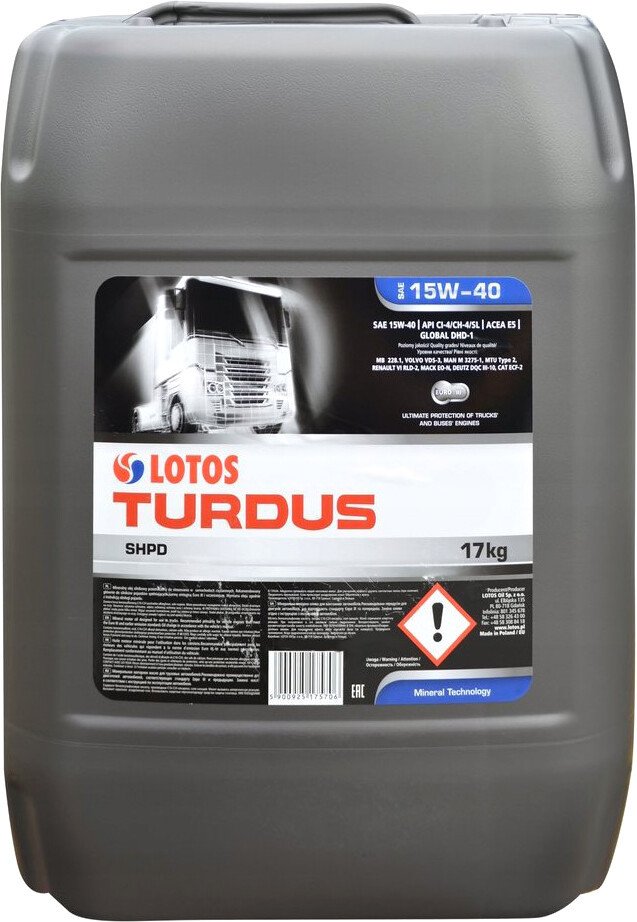 

Моторное масло Lotos Turdus SHPD SAE 15W40 17кг