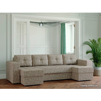 П-образный диван Настоящая мебель Ванкувер лайт (п-образный, боннель, рогожка, бежевый)
