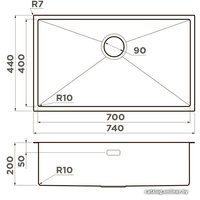 Кухонная мойка Omoikiri Taki 74-U/IF-GM 4993498 (вороненая сталь)