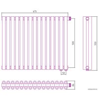 Стальной трубчатый радиатор Сунержа Эстет-00 EU50 500х675 15 секций (шампань)