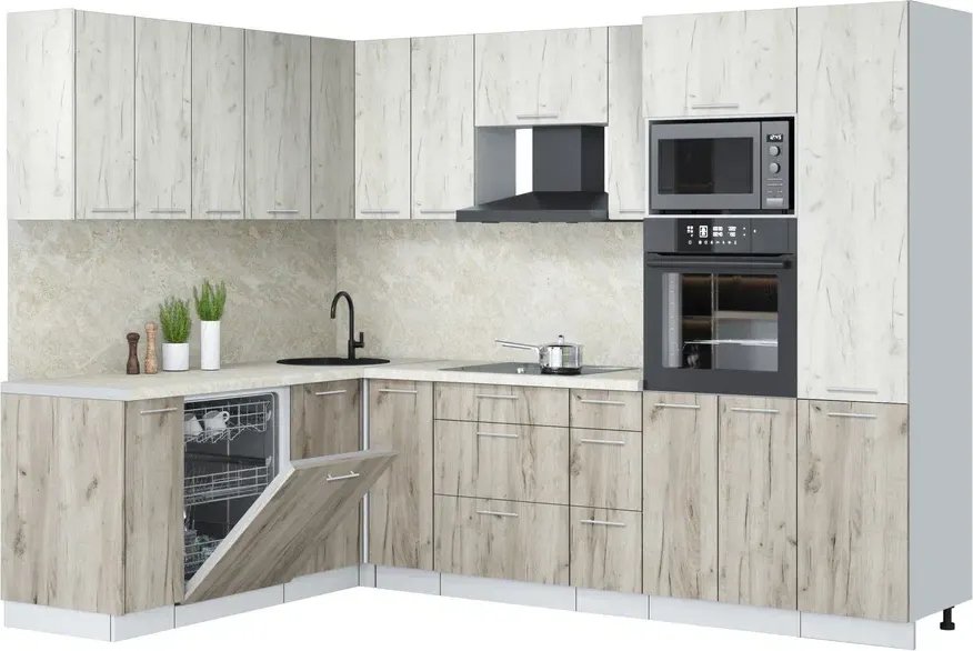 

Готовая кухня Интерлиния Мила Лайт 1.896х2.78 (дуб белый/дуб серый/опал светлый)