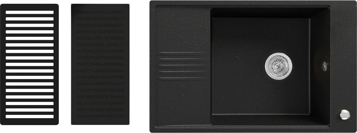 Кухонная мойка Kernau KGS D 6078 1B1D Deep Black + Gold Metallic