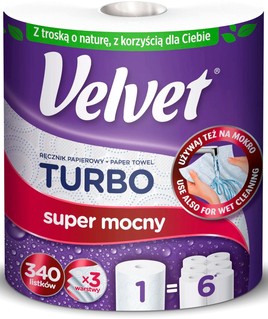 

Бумажные полотенца Velvet Turbo (3 слоя)