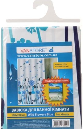 

Шторка-занавеска для ванны VanStore Wild Flowers Blue Peva 61016