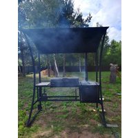 Мангал для дачи Grills Барбекю 800 с навесом и печью