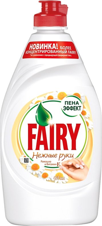 

Средство для мытья посуды Fairy Нежные ручки Ромашка и витамин Е 450 мл