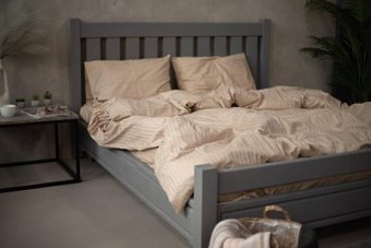 Семейный комплект постельного белья Samsara Дуэт семейный Сат300-2/160/7070 (сатин, бежевый, простыня на резинке)