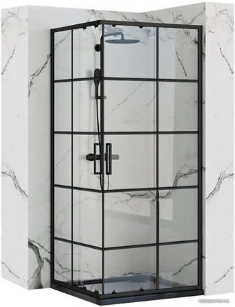 Душевой уголок Rea Concept 90x90 (черный/прозрачное стекло)