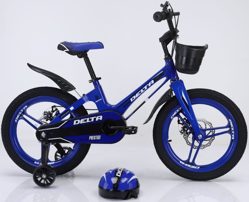

Детский велосипед Delta Prestige 18 2023 (синий, диски, шлем)