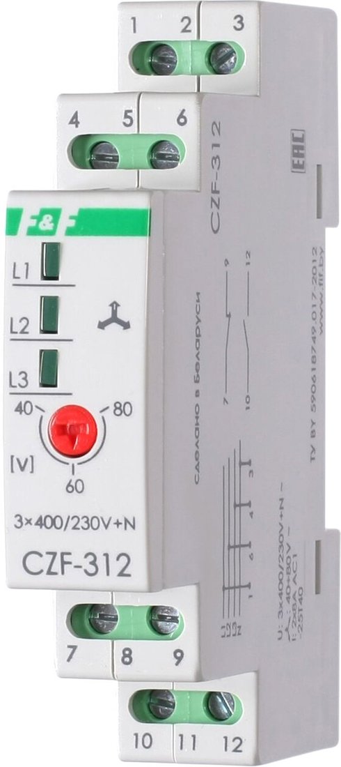 

Реле контроля фаз Евроавтоматика F&F CZF-312 EA04.001.007