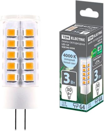 Светодиодная лампочка TDM Electric G4-3 Вт-AC/DC 12 В-4000 К SQ0340-0094
